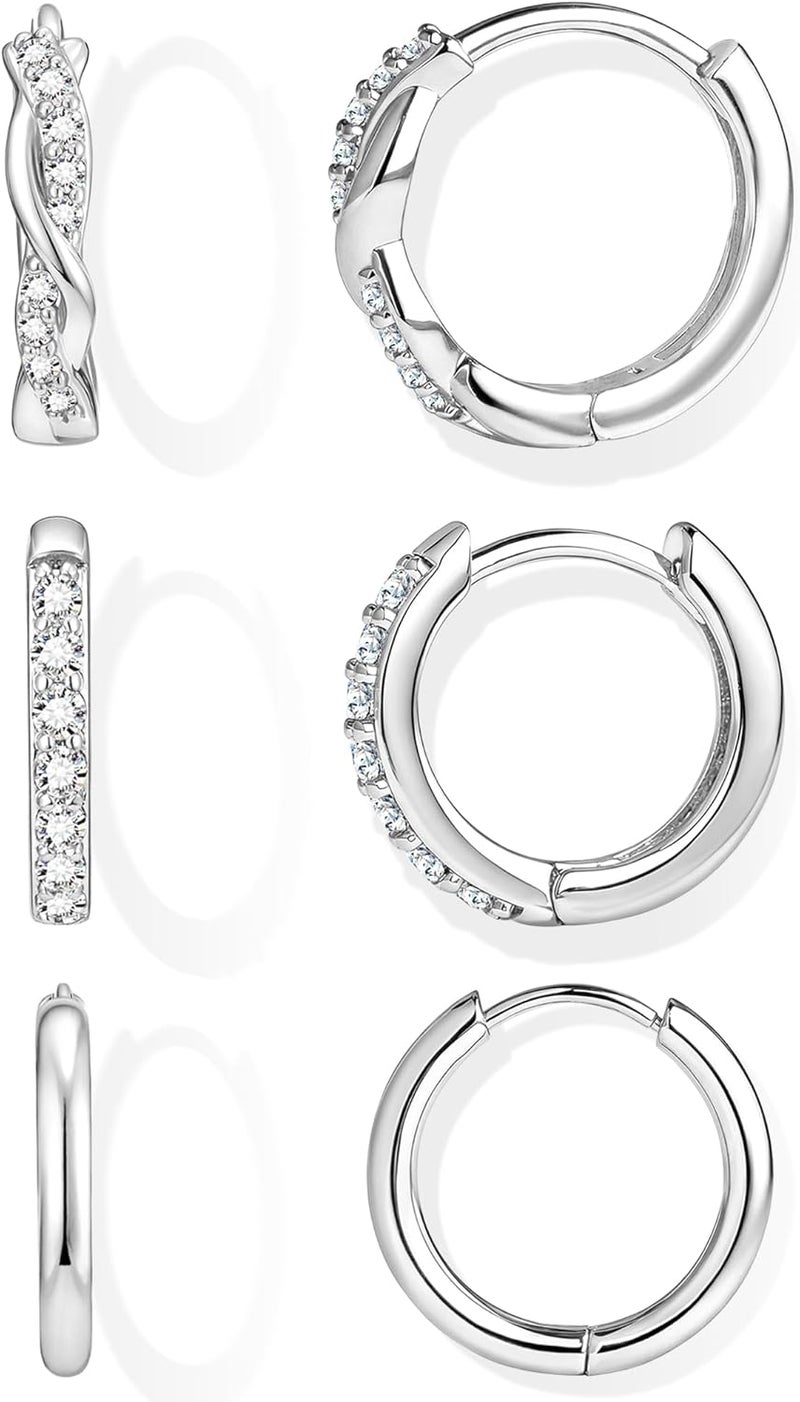Inerney 14K Gold Plated Huggie Hoop Earrings for Women, Small Sterling Silver Earring Set Hypoallergenic Cartilage Helix Stacks, Mini Dainty Cute Trendy Birthstone Jewelry Gift for Multiple Piercings - Image 1